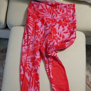 Floral Red and Pink Kids Leggings
